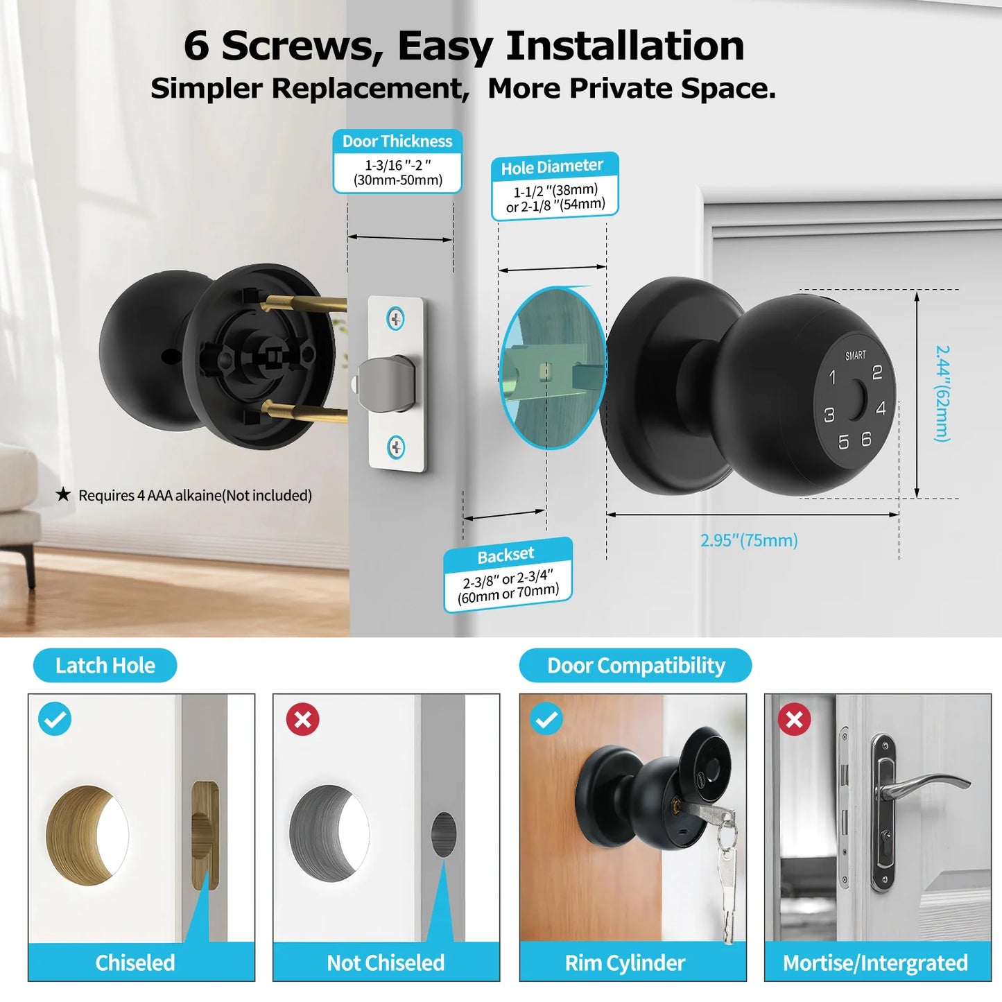 Smart Lock Fingerprint Door Lock App Control Passcode Unlock Electronic Touchscreen Keypad Indoor