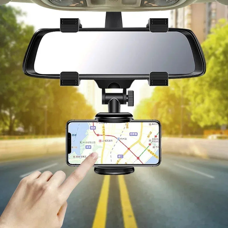 360° Rearview Mirror Car Phone Holder