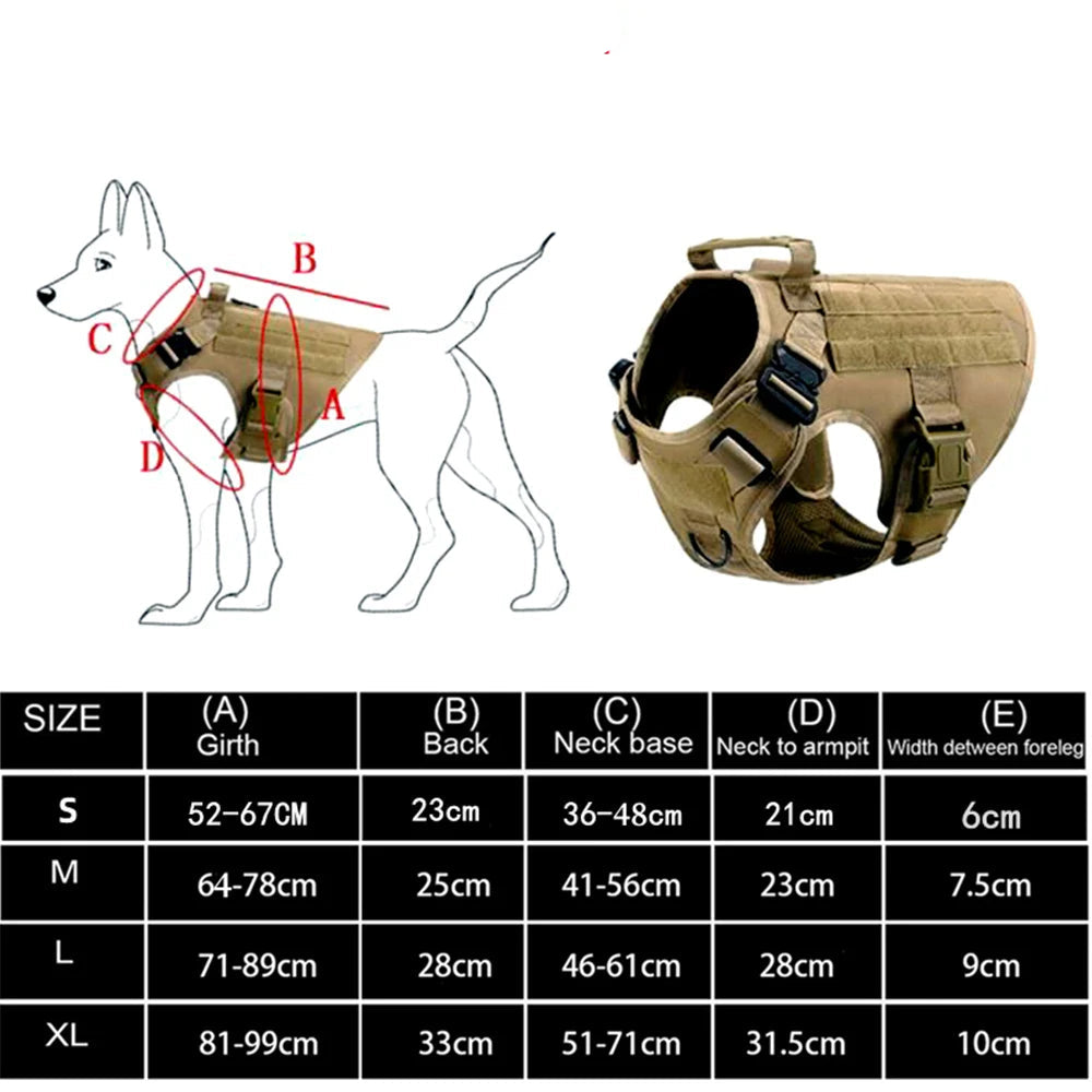Tactical Dog Vest Harness & Leash Set