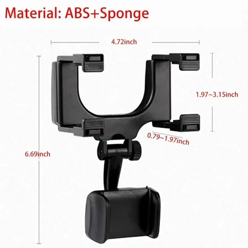 360° Rearview Mirror Car Phone Holder