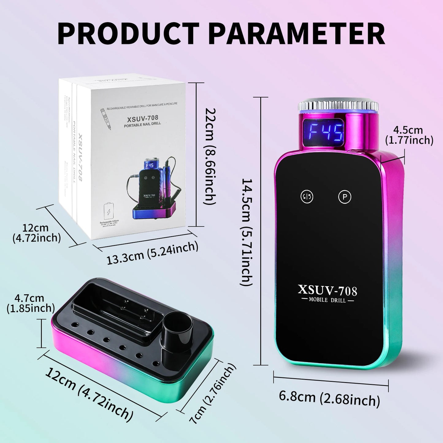 45000 RPM Nail Drill Machine With Charging Base Portable Electric File for Nails Gel Nail Polish Sander Manicure Set