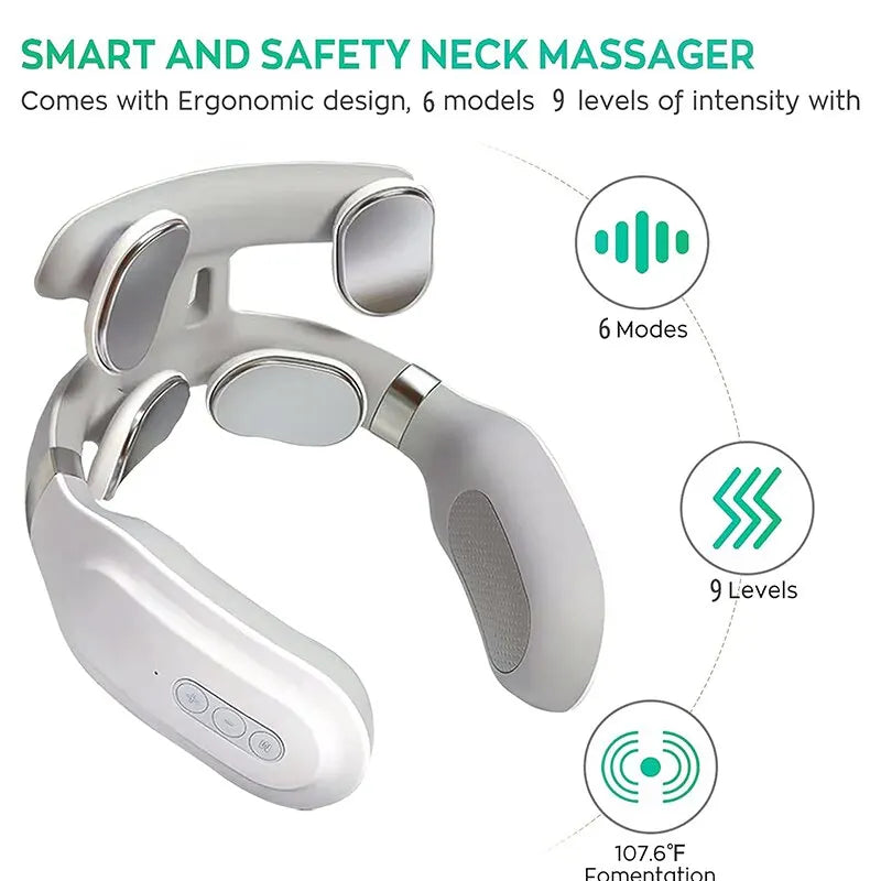 4-Head Neck Massager with Heat & Vibration