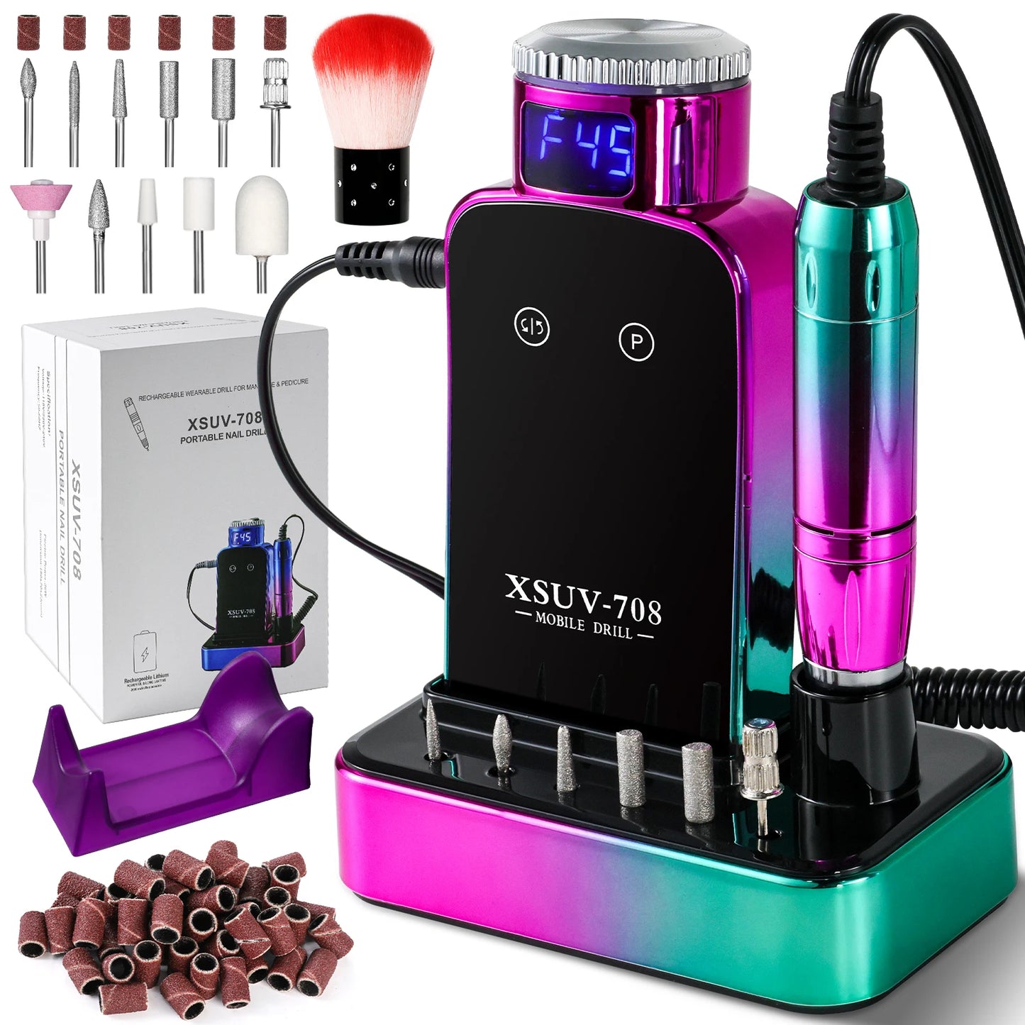 45000 RPM Nail Drill Machine With Charging Base Portable Electric File for Nails Gel Nail Polish Sander Manicure Set