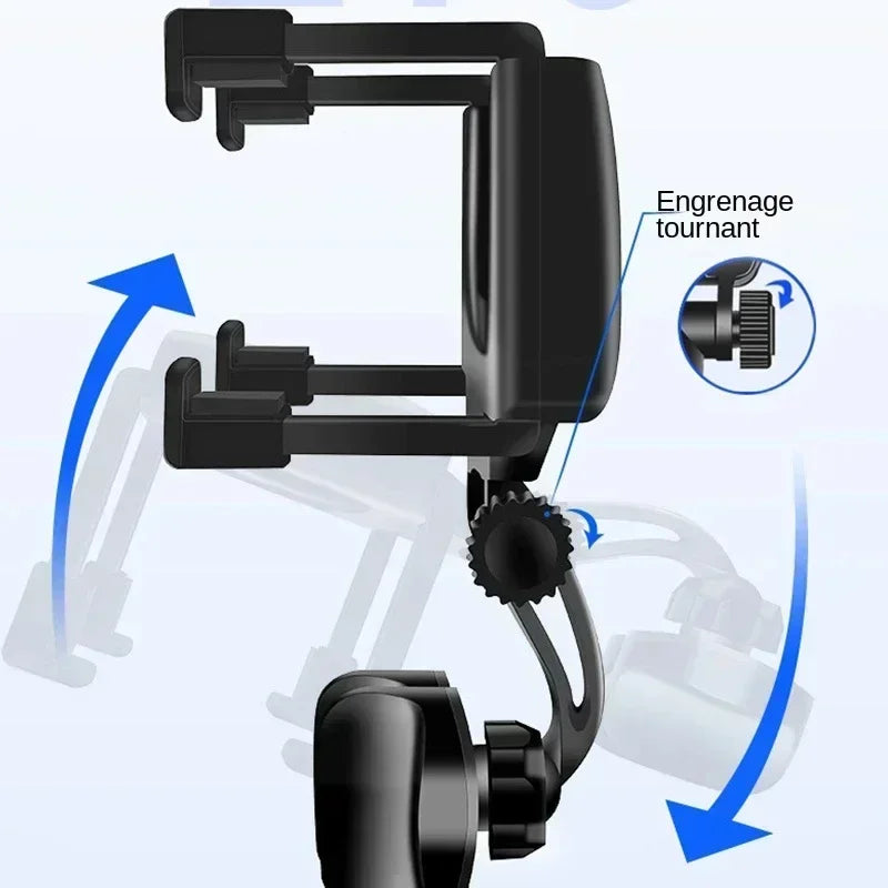 360° Rearview Mirror Car Phone Holder