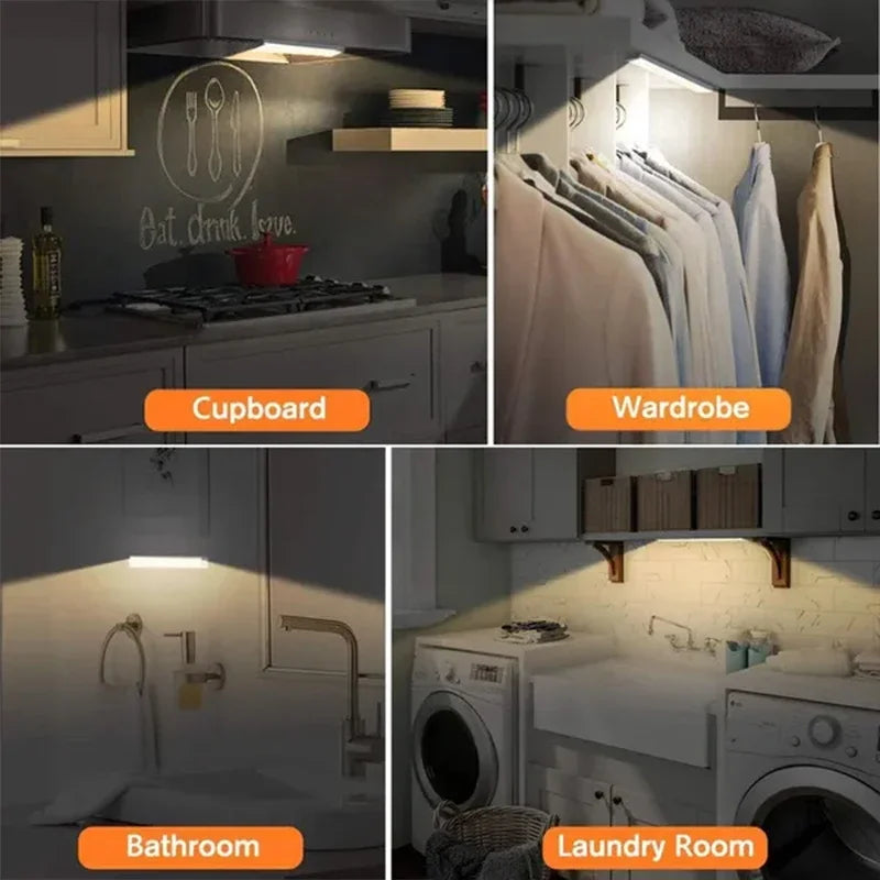 Wireless USB Rechargeable Motion Sensor LED Bar Light Induction Night Light Portable Cordless Magnetic Cabinet Lamp for Kitchen