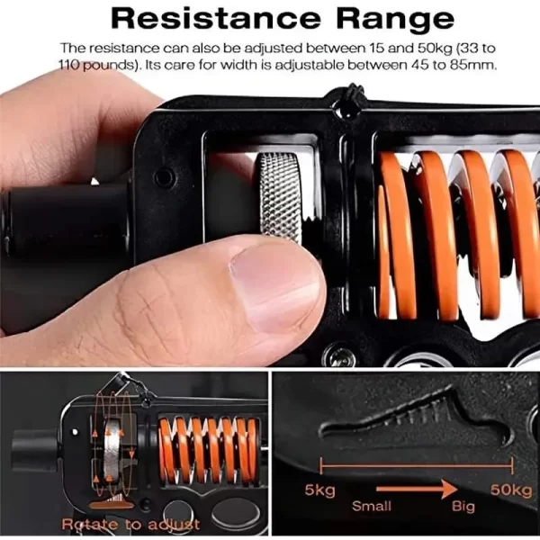5-165kg Adjustable Heavy-duty Professional Hand Grip Strength Device, Finger Rehabilitation Training Fitness Equipment - Image 5