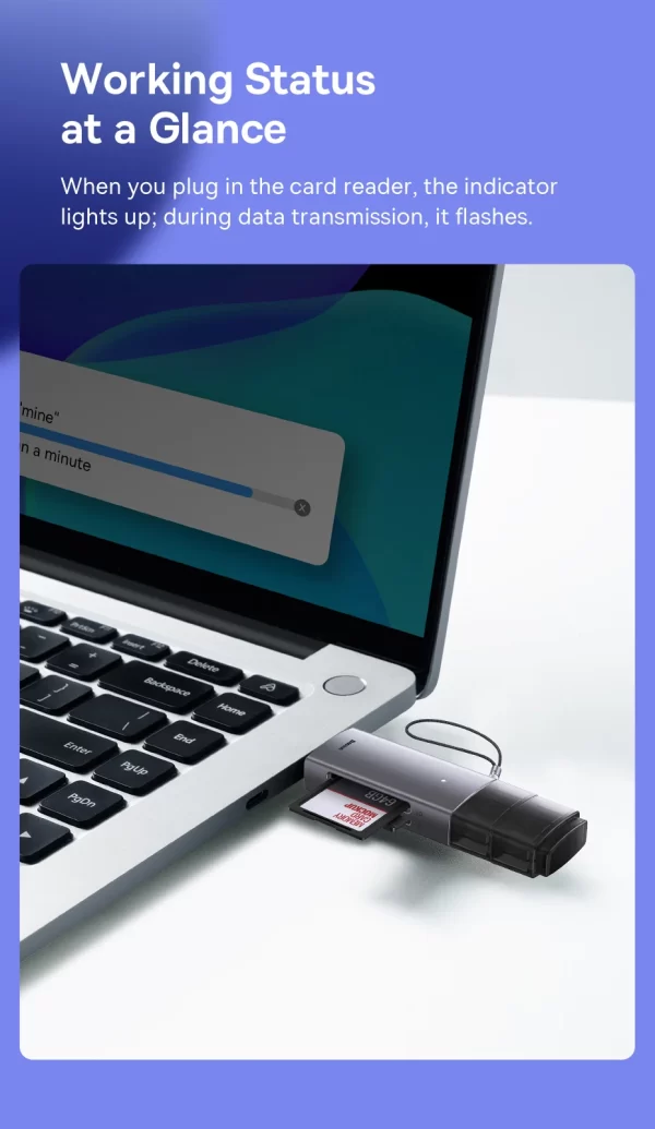 Baseus Card Reader USB C & USB3.0 to SD Micro SD TF Memory Card Device 104MB/s 2TB Smart Cardreader for Laptop Accessories - Image 19
