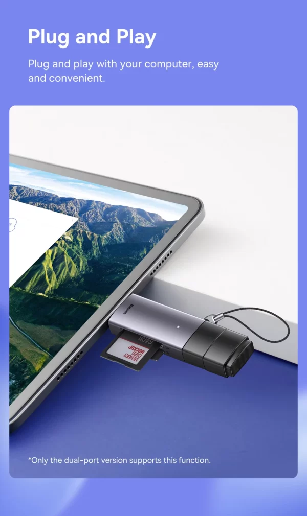 Baseus Card Reader USB C & USB3.0 to SD Micro SD TF Memory Card Device 104MB/s 2TB Smart Cardreader for Laptop Accessories - Image 17