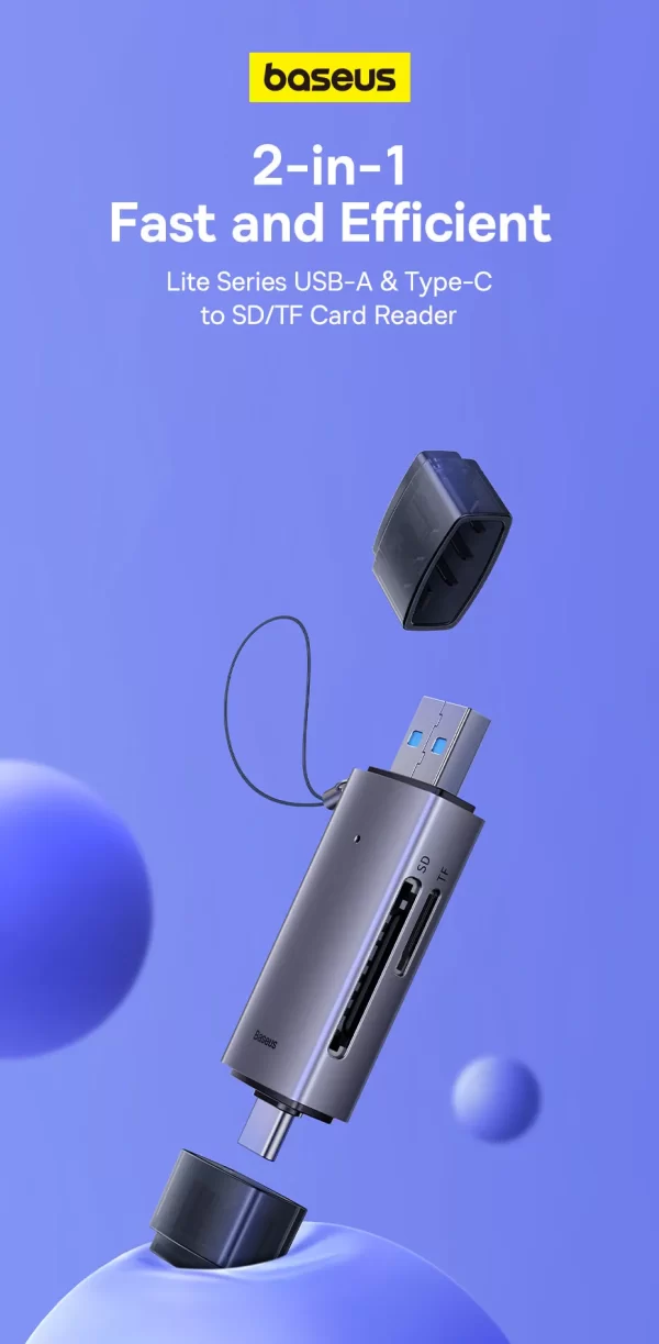 Baseus Card Reader USB C & USB3.0 to SD Micro SD TF Memory Card Device 104MB/s 2TB Smart Cardreader for Laptop Accessories - Image 9