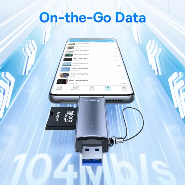 Baseus Card Reader USB C & USB3.0 to SD Micro SD TF Memory Card Device 104MB/s 2TB Smart Cardreader for Laptop Accessories - Image 2