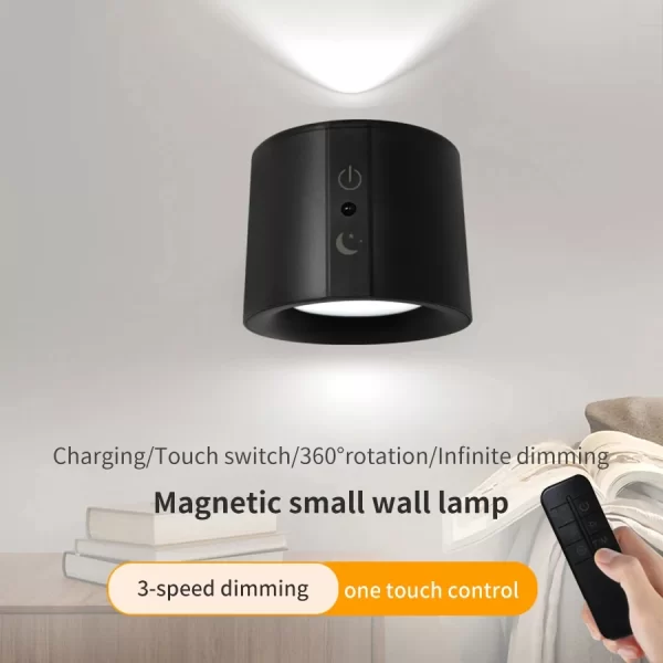 Led Double Head Wall Sconces light Touch Control Remote 360 Rotatable 3 Color Modes Wall Light USB Recharge Wireless Night Light - Image 2