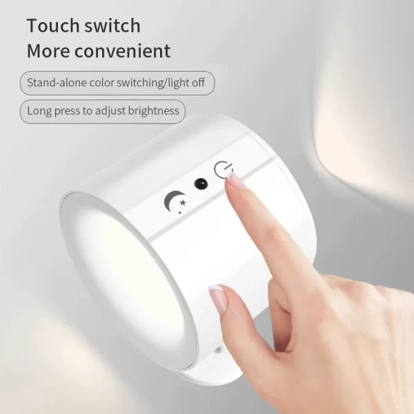 Led Double Head Wall Sconces light Touch Control Remote 360 Rotatable 3 Color Modes Wall Light USB Recharge Wireless Night Light - Image 4